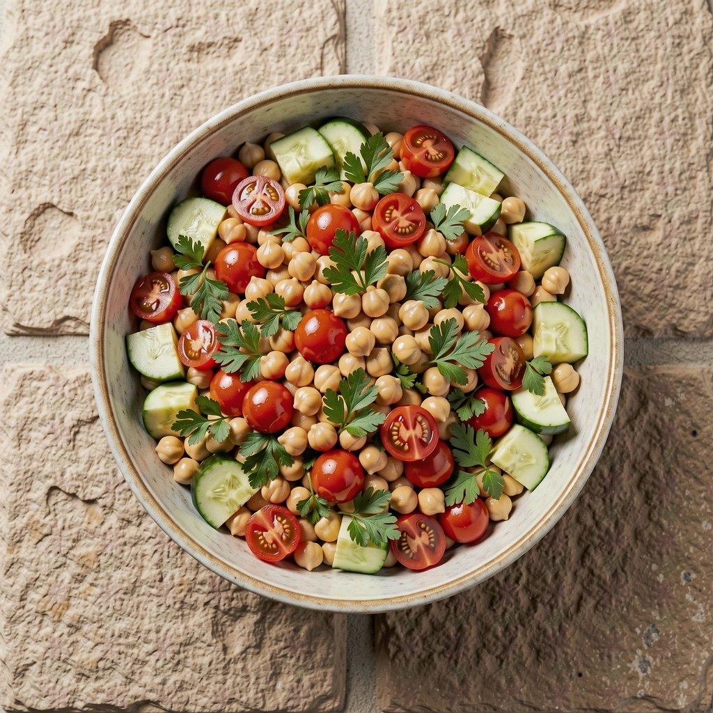 Fresh whole food salad preparation
